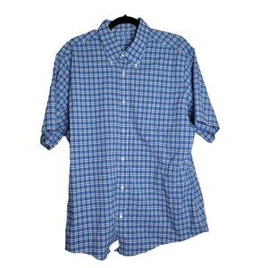 Brooks Brothers Shirt Mens XL Extra Large Blue Plaid Casual Business Office SS